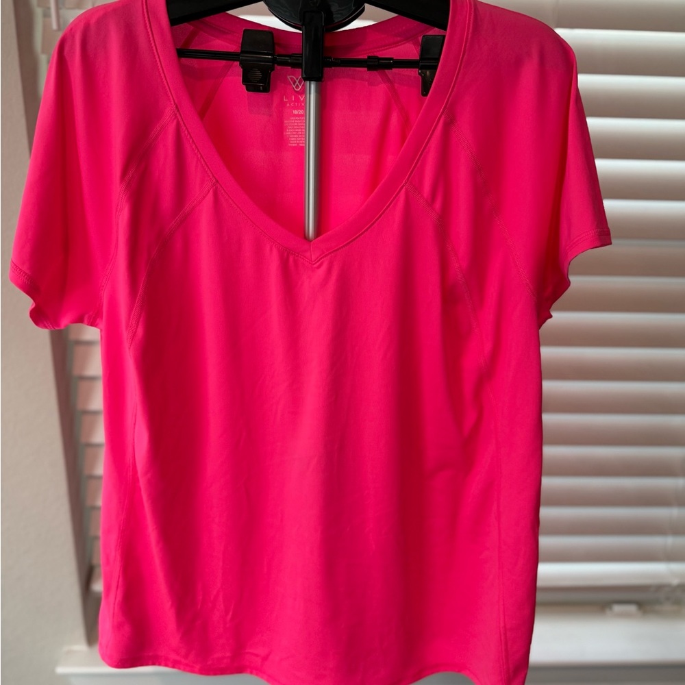 Livi Active Bright Pink V-Neck Tee